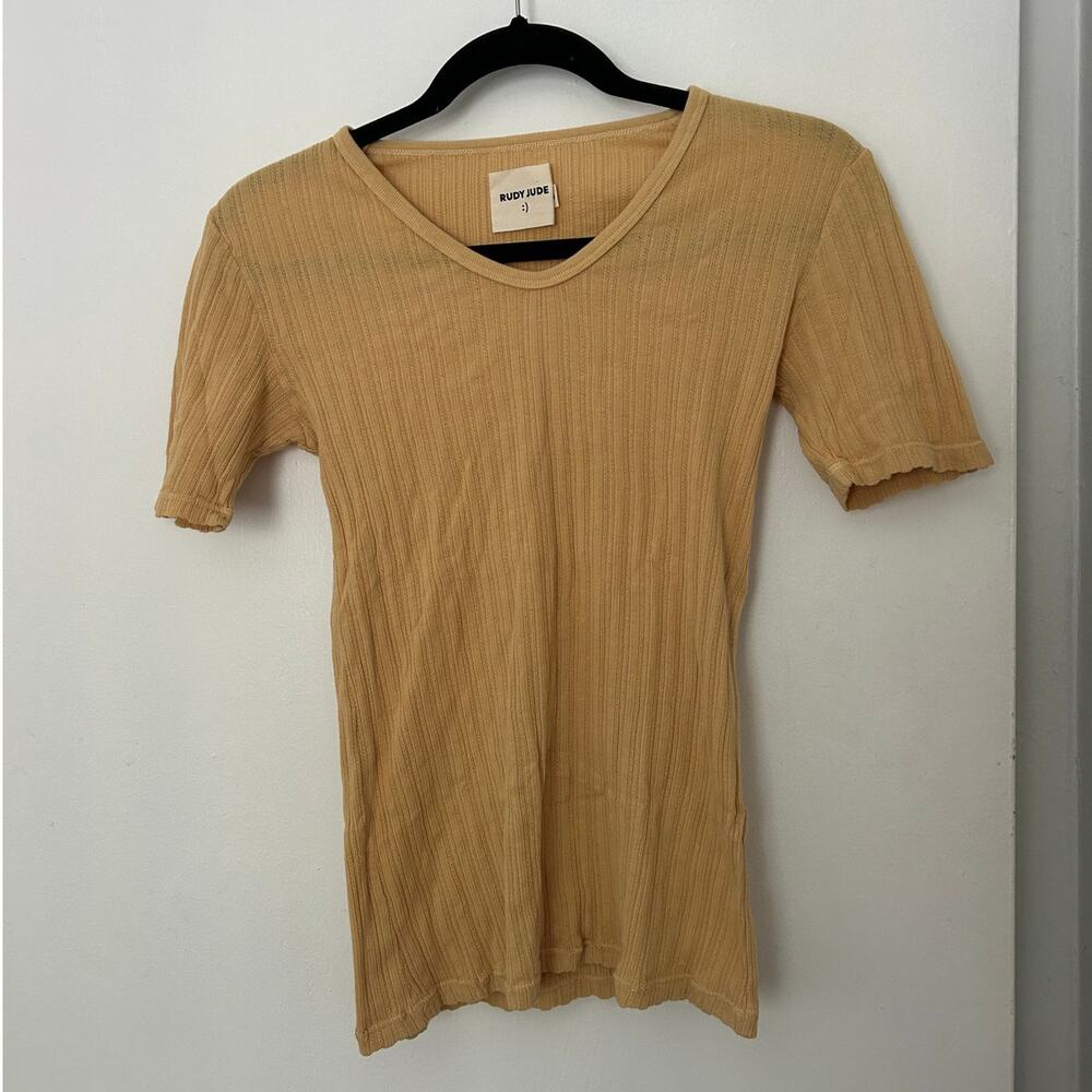 Rudy Jude Pointelle Butter Yellow Feminine Organic Cotton Tee